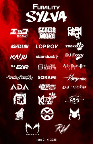 Póster de Furality Sylva Club F.Y.N.N. Lineup. Incluye logotipos de todas los DJs destacados.